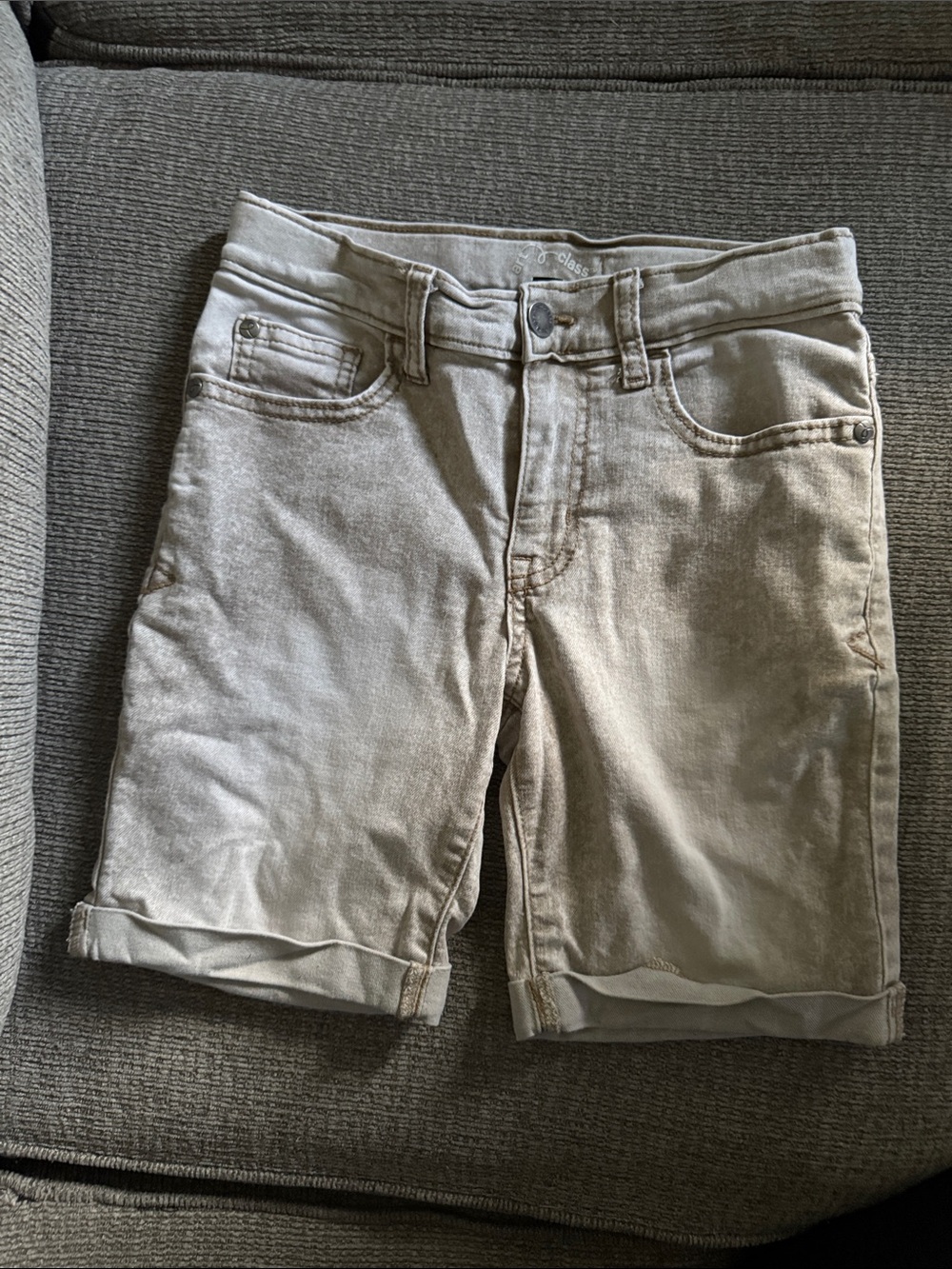 Boys Casual Roll-Cuff Shorts - Light Beige